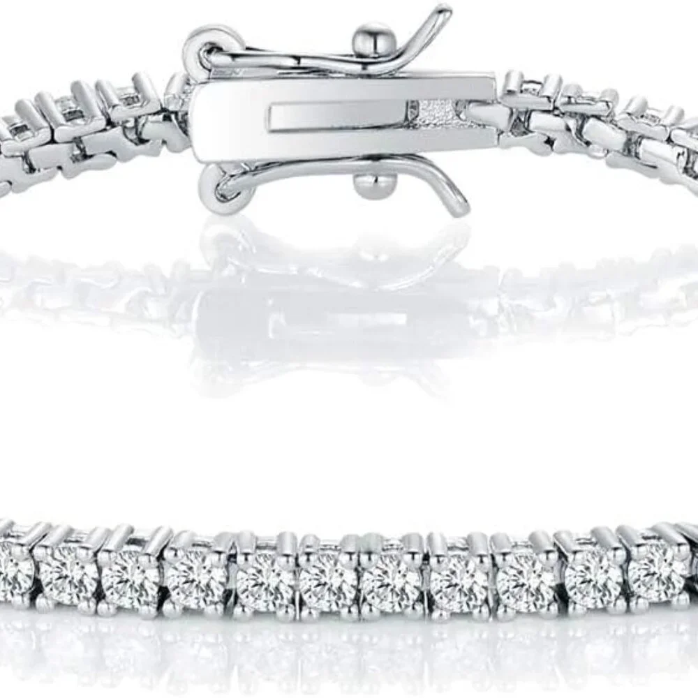 Tennis Bracelet Brass 2mm Cubic Zirconia Gold Plated for Women Men